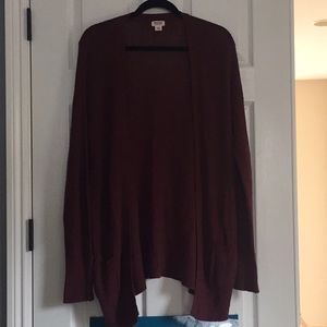 Long Burgundy Cardigan